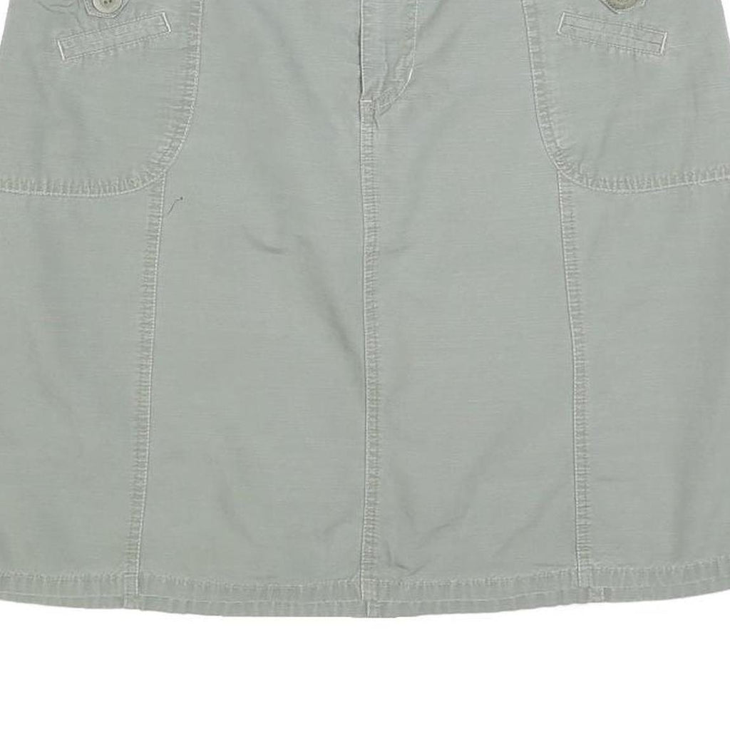 CHEROKEE Womens Grey Cotton Blend Casual Mini Skirt L Button Pocket Detail