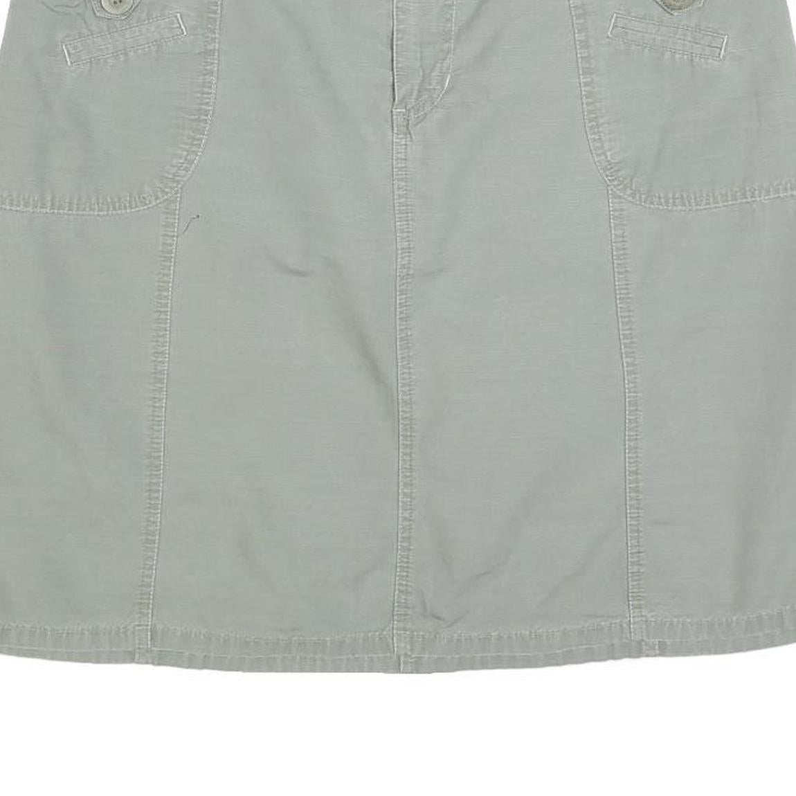 CHEROKEE Womens Grey Cotton Blend Casual Mini Skirt L Button Pocket Detail