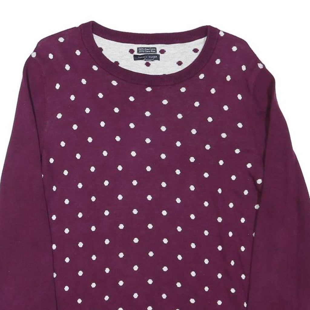 TOMMY HILFIGER Womens Maroon & White Patterned Crew Neck Basic Knit Jumper L