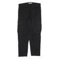 ZARA Womens Black Cotton Blend Regular Cargo Trousers W31 L28 Stylish Zip