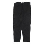 ZARA Womens Black Cotton Blend Regular Cargo Trousers W31 L28 Stylish Zip