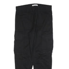 ZARA Womens Black Cotton Blend Regular Cargo Trousers W31 L28 Stylish Zip