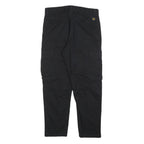ZARA Womens Black Cotton Blend Regular Cargo Trousers W31 L28 Stylish Zip