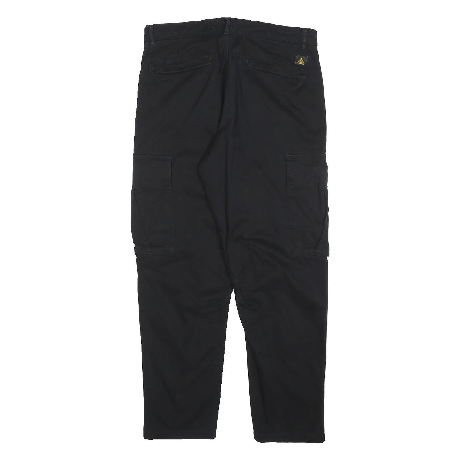 ZARA Womens Black Cotton Blend Regular Cargo Trousers W31 L28 Stylish Zip