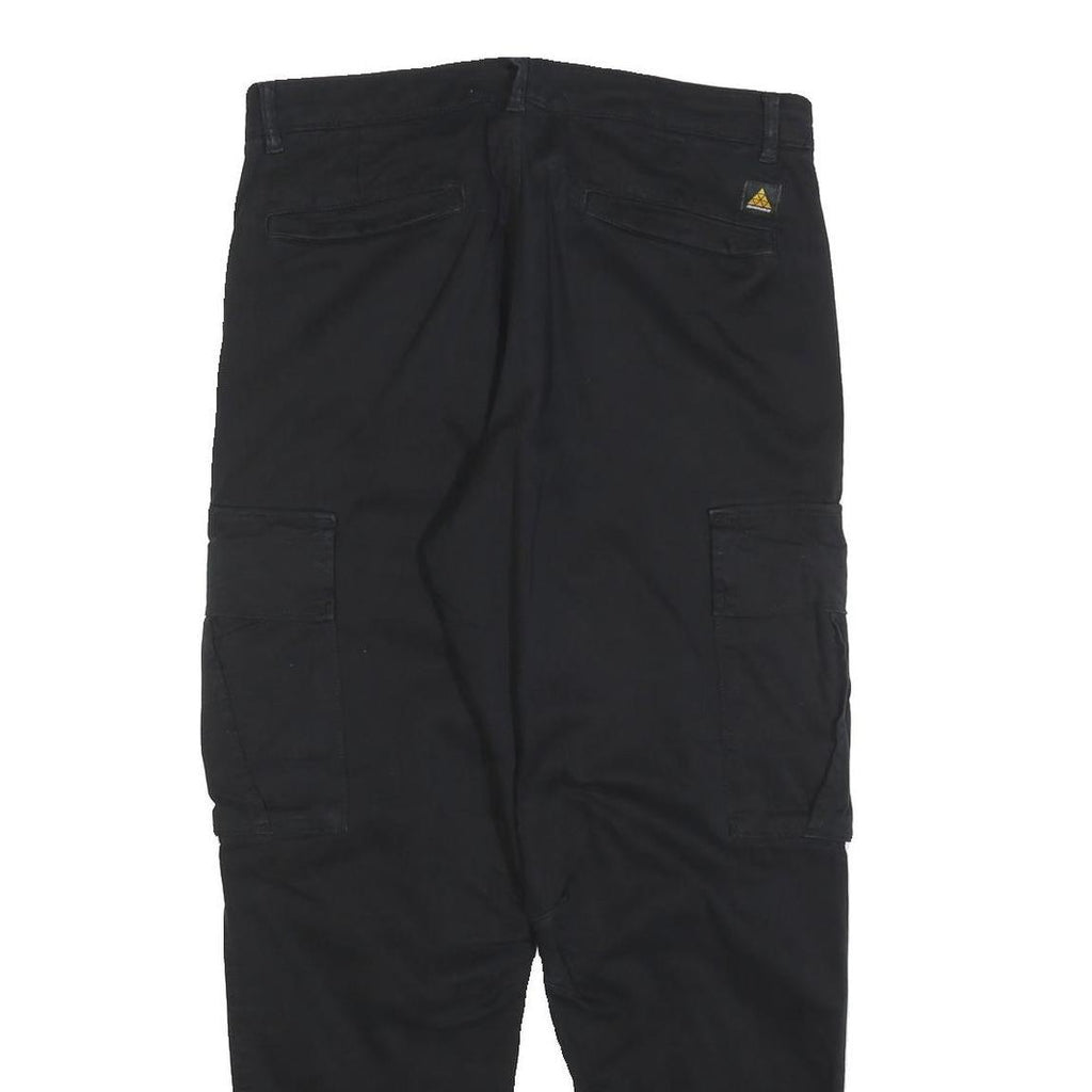 ZARA Womens Black Cotton Blend Regular Cargo Trousers W31 L28 Stylish Zip