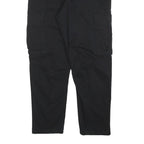 ZARA Womens Black Cotton Blend Regular Cargo Trousers W31 L28 Stylish Zip