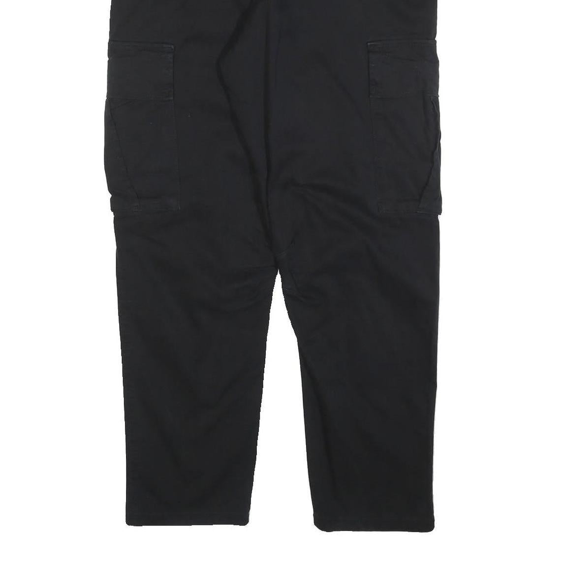 ZARA Womens Black Cotton Blend Regular Cargo Trousers W31 L28 Stylish Zip