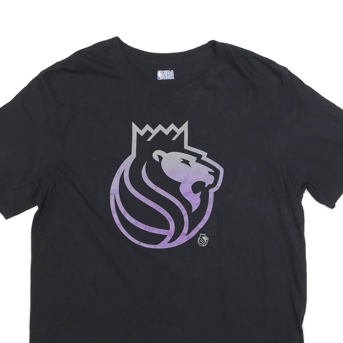 NBA Mens Black Purple Graphic T-Shirt L Short Sleeve Crew Neck Basketball