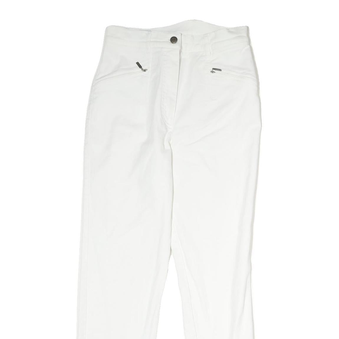 ZAFFIRI Womens White Slim Cotton Blend Trousers W27 L26 Zip Closure Elegant Fit
