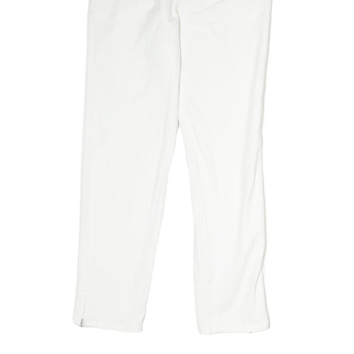 ZAFFIRI Womens White Slim Cotton Blend Trousers W27 L26 Zip Closure Elegant Fit