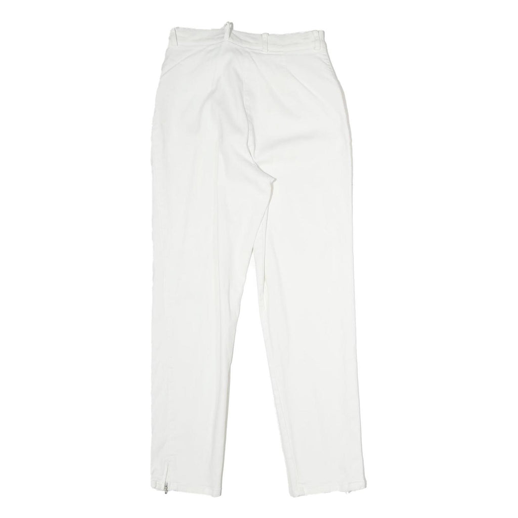 ZAFFIRI Womens White Slim Cotton Blend Trousers W27 L26 Zip Closure Elegant Fit
