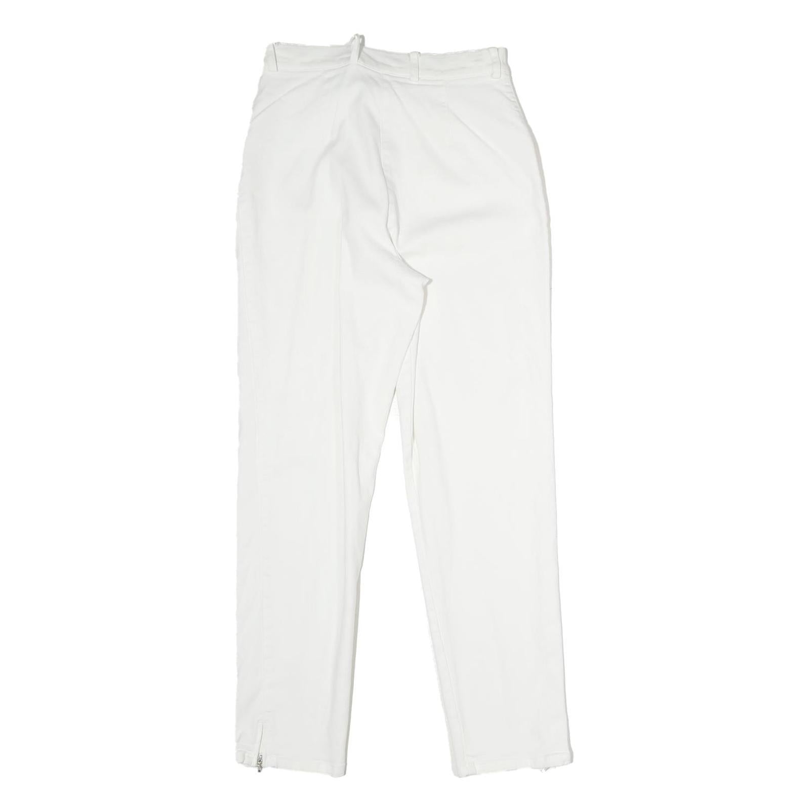 ZAFFIRI Womens White Slim Cotton Blend Trousers W27 L26 Zip Closure Elegant Fit