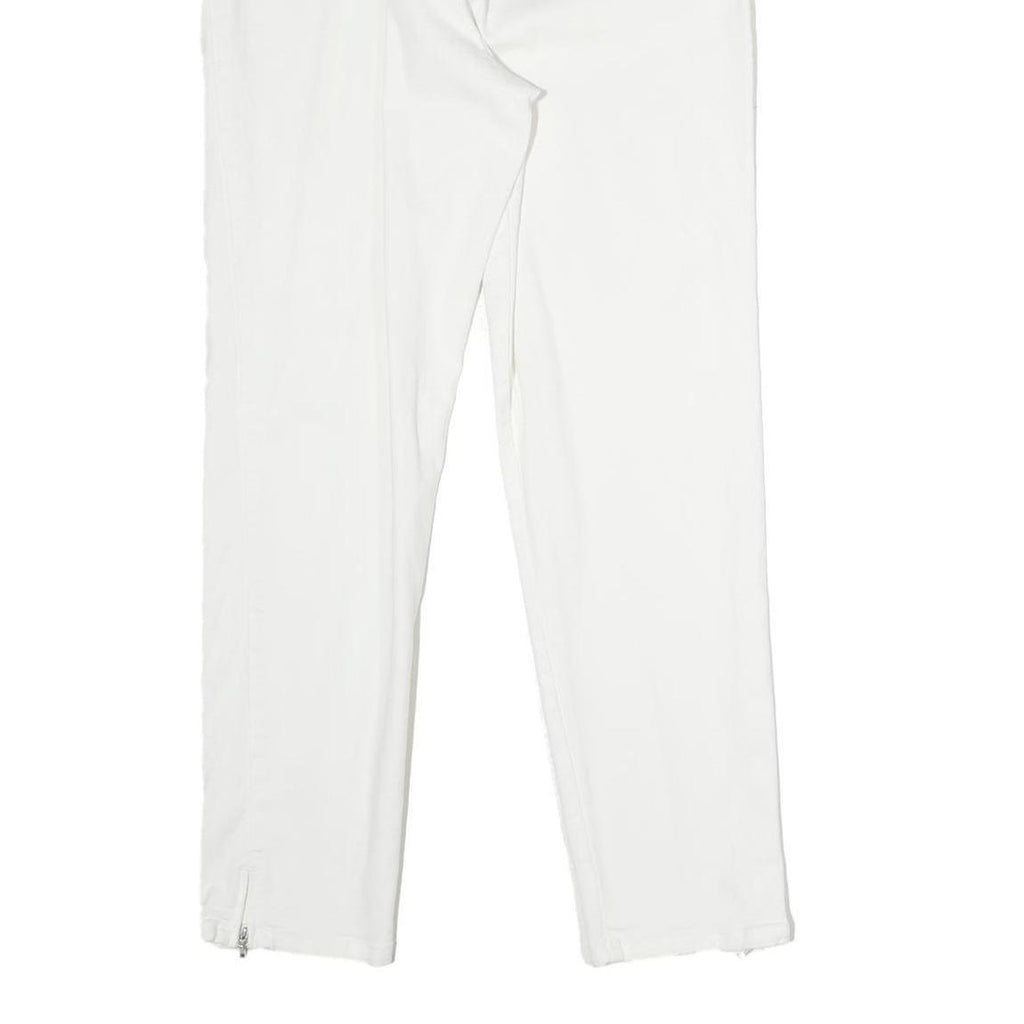 ZAFFIRI Womens White Slim Cotton Blend Trousers W27 L26 Zip Closure Elegant Fit
