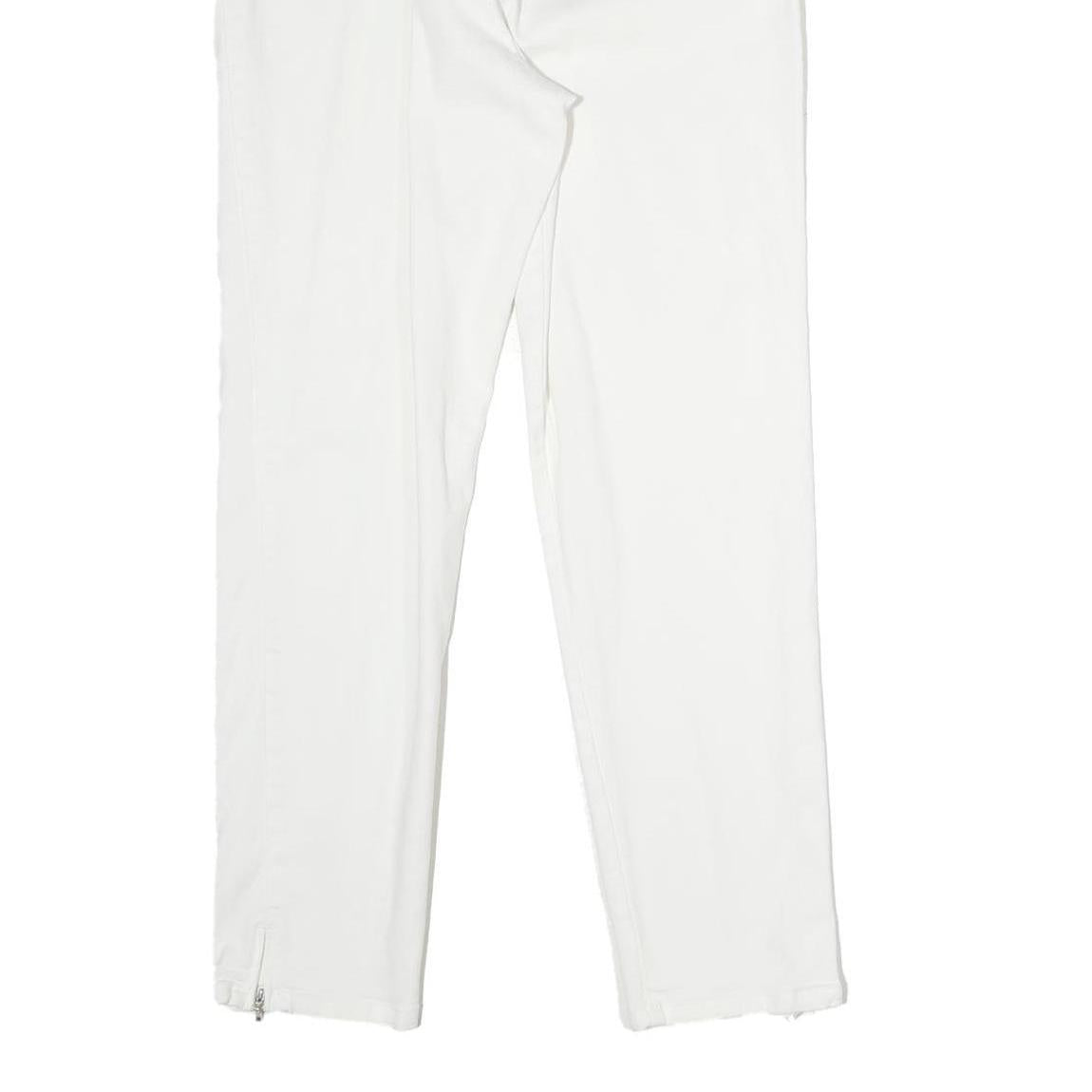 ZAFFIRI Womens White Slim Cotton Blend Trousers W27 L26 Zip Closure Elegant Fit