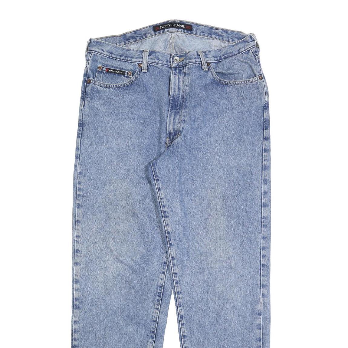 DKNY Mens Regular Fit Blue Denim Classic Jeans W34 L32 Zip Cotton Blend