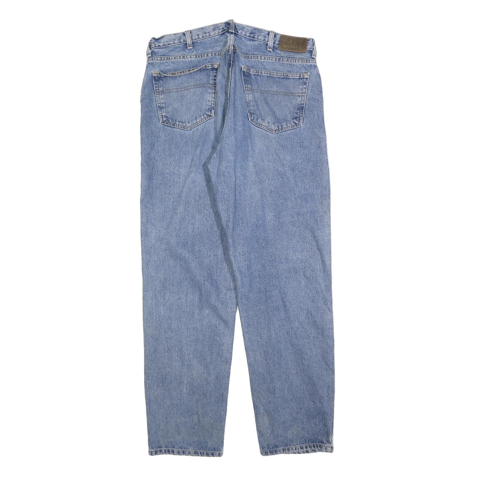 DKNY Mens Regular Fit Blue Denim Classic Jeans W34 L32 Zip Cotton Blend