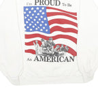 JERZEES Mens White I'm Proud To Be An American Crew Neck XL Printed Sweatshirt