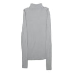 H&M Womens Grey Plain Roll Neck Basic Knit Jumper XS Lightweight Viscose Blend