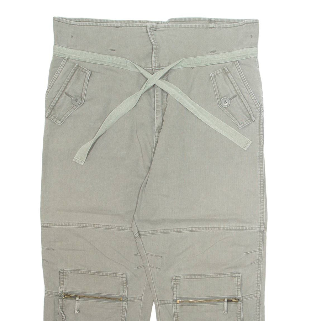 AUTHENTIC 3/4 Cargo Mens Trousers Green Loose Wide-Leg W34 L24