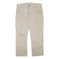 CARHARTT Mens Beige Relaxed Straight Trousers W38 L28 Cotton Blend Zip Casual