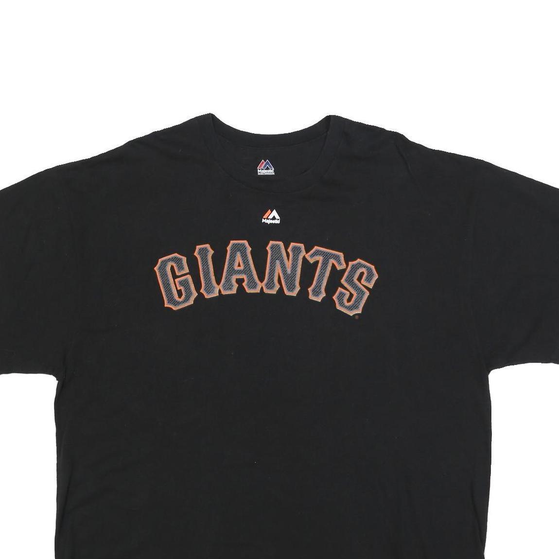 MAJESTIC Mens Black Giants Graphic T-Shirt 2XL Short Sleeve Crew Neck Bumgarner