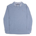 TOMMY HILFIGER Mens Blue Long Sleeve Plain XL Cotton Polo Shirt Classic Fit