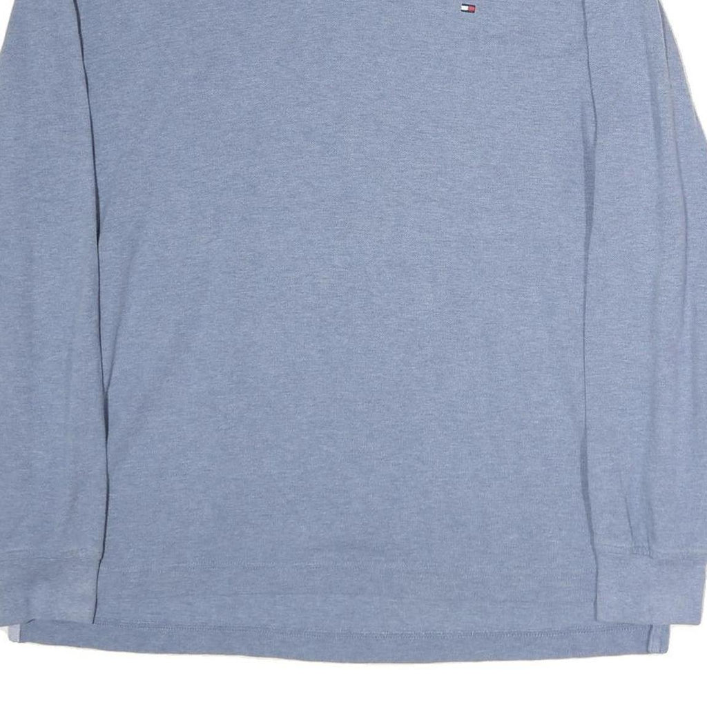 TOMMY HILFIGER Mens Blue Long Sleeve Plain XL Cotton Polo Shirt Classic Fit
