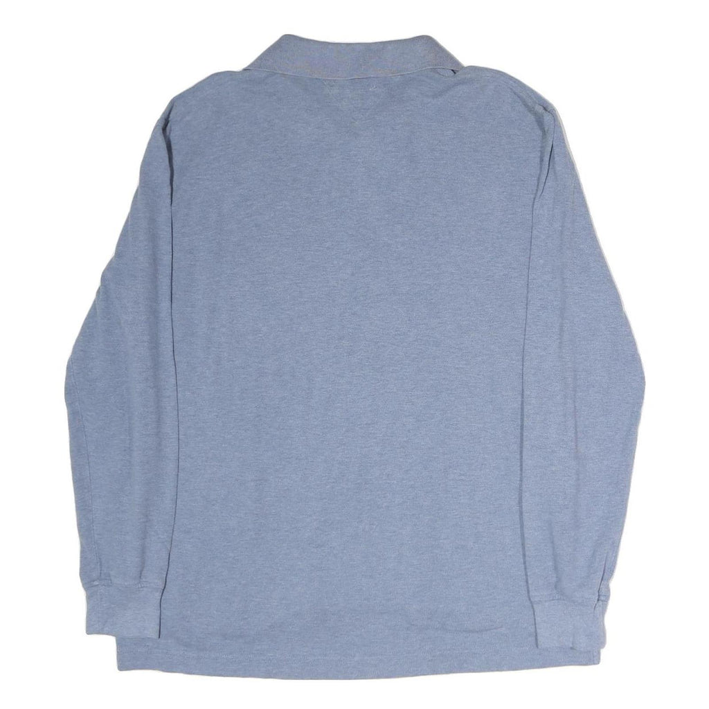 TOMMY HILFIGER Mens Blue Long Sleeve Plain XL Cotton Polo Shirt Classic Fit