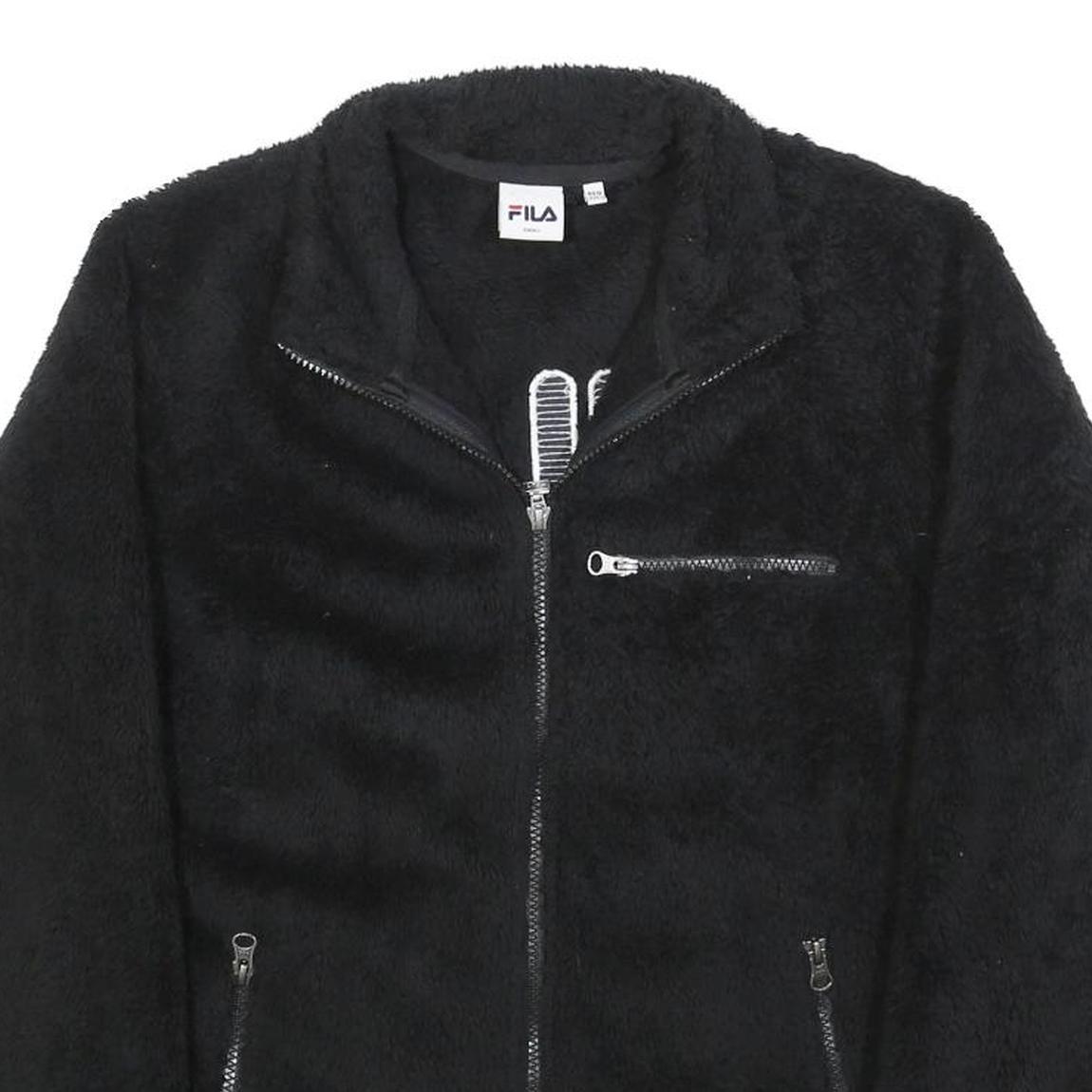 FILA Womens Black Zip Jacket S Polyester Plain Casual Sportswear Outerwear