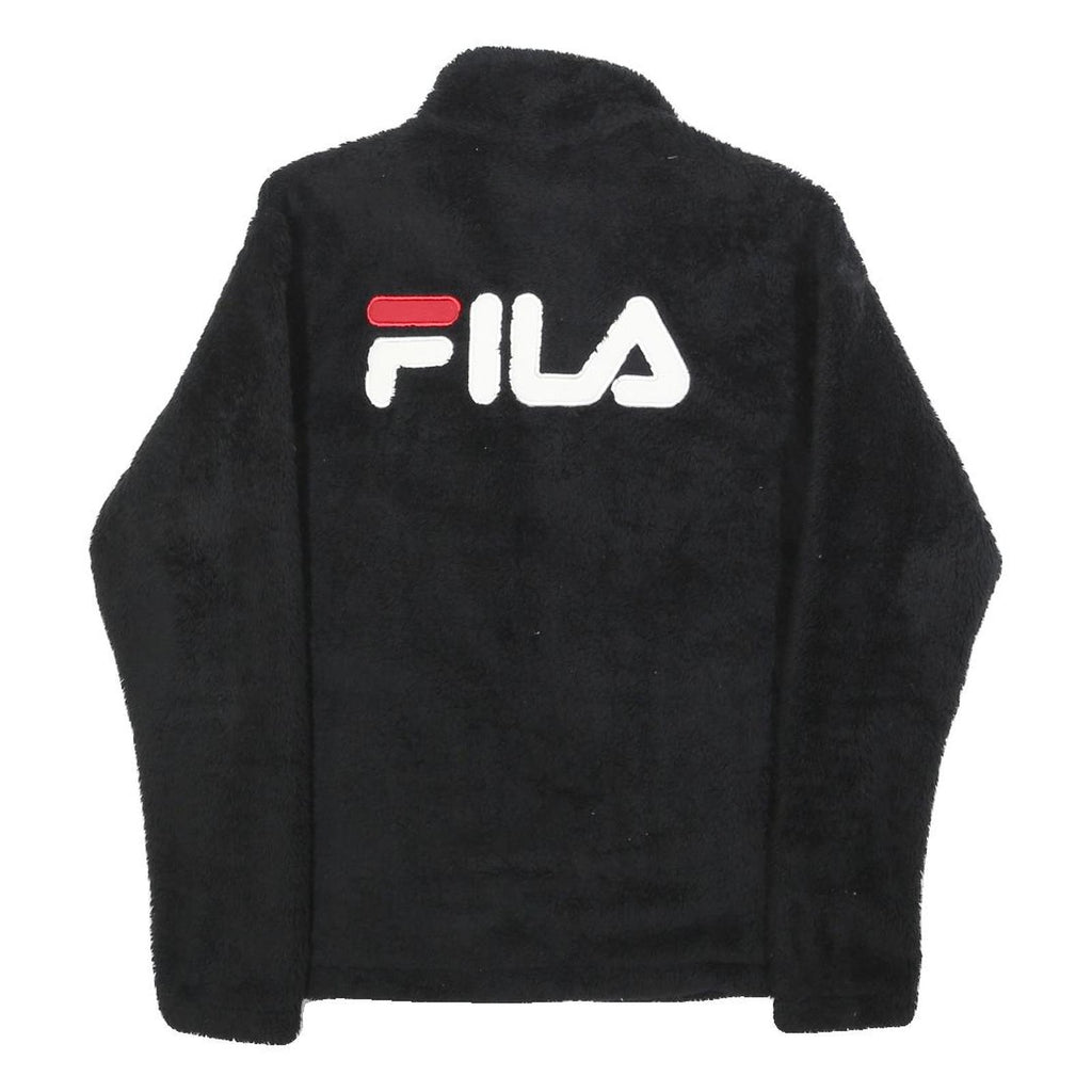 FILA Womens Black Zip Jacket S Polyester Plain Casual Sportswear Outerwear