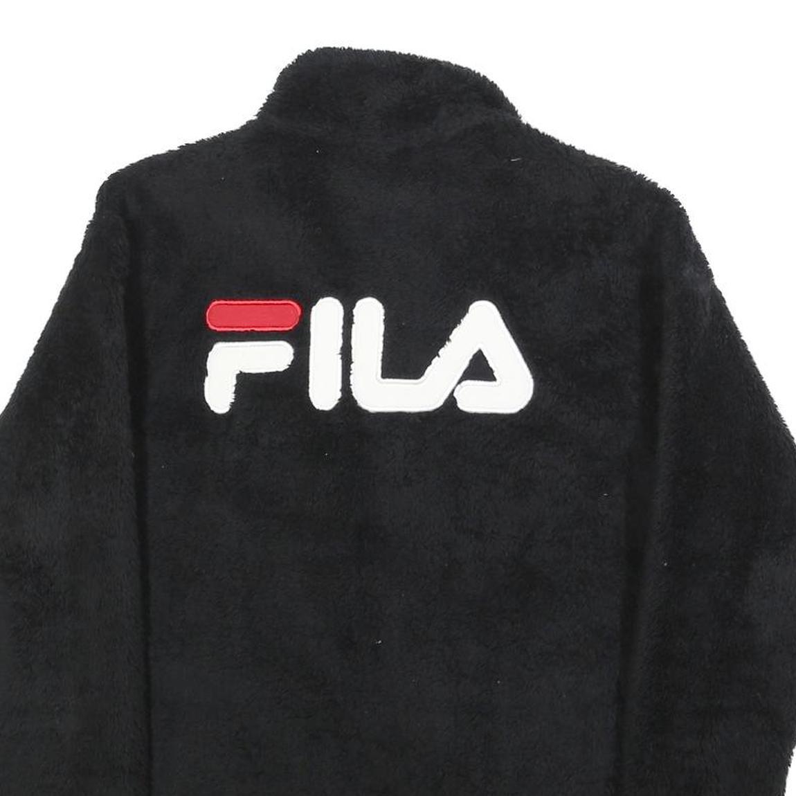 FILA Womens Black Zip Jacket S Polyester Plain Casual Sportswear Outerwear