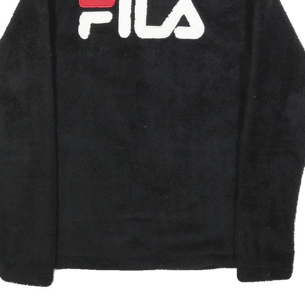 FILA Womens Black Zip Jacket S Polyester Plain Casual Sportswear Outerwear