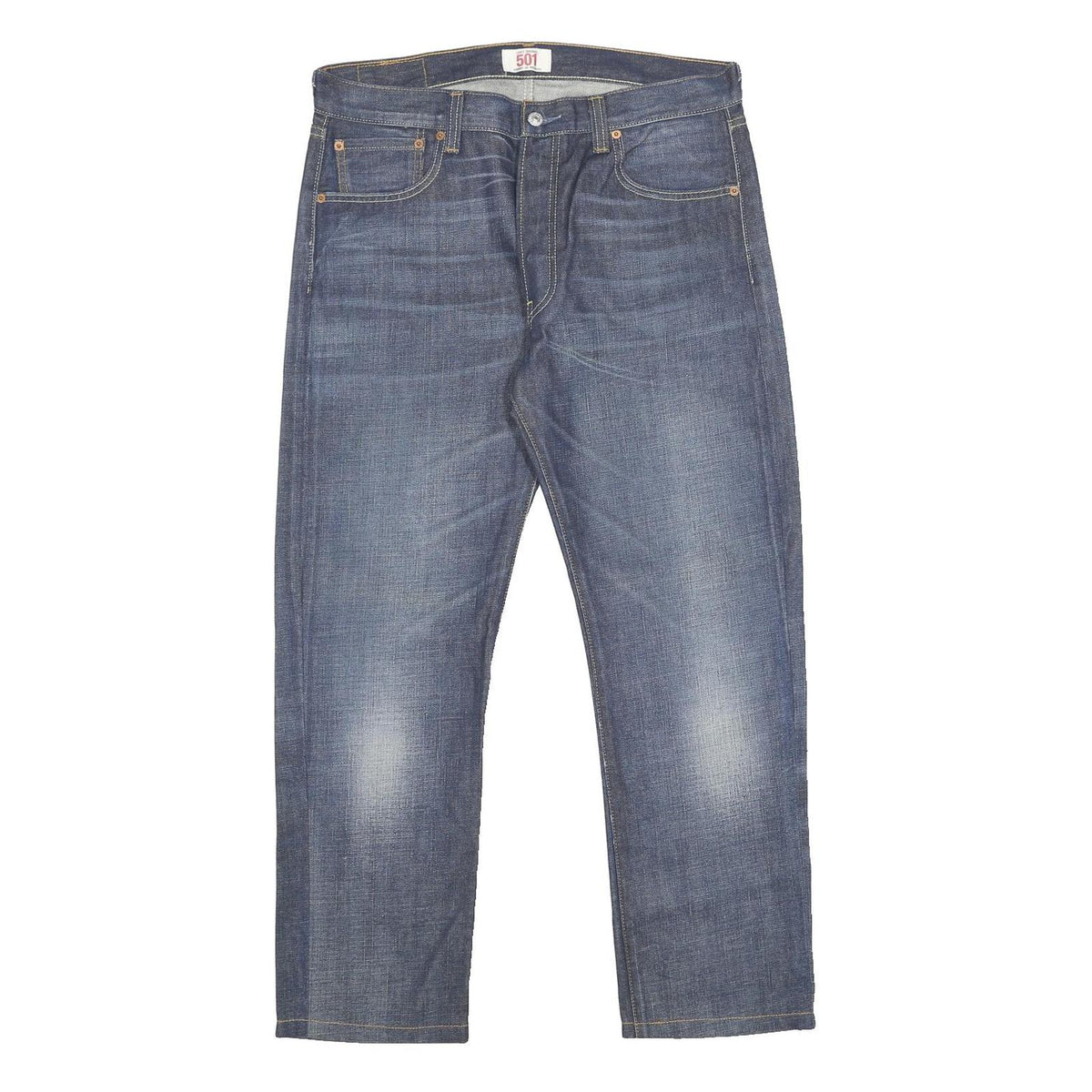 LEVI'S 501 Mens Slim Straight Blue Denim Cotton Medium W34 L28 Button Closure