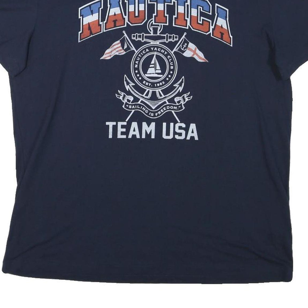 NAUTICA Mens Blue Graphic T-Shirt XL Short Sleeve Crew Neck Team USA Sailing