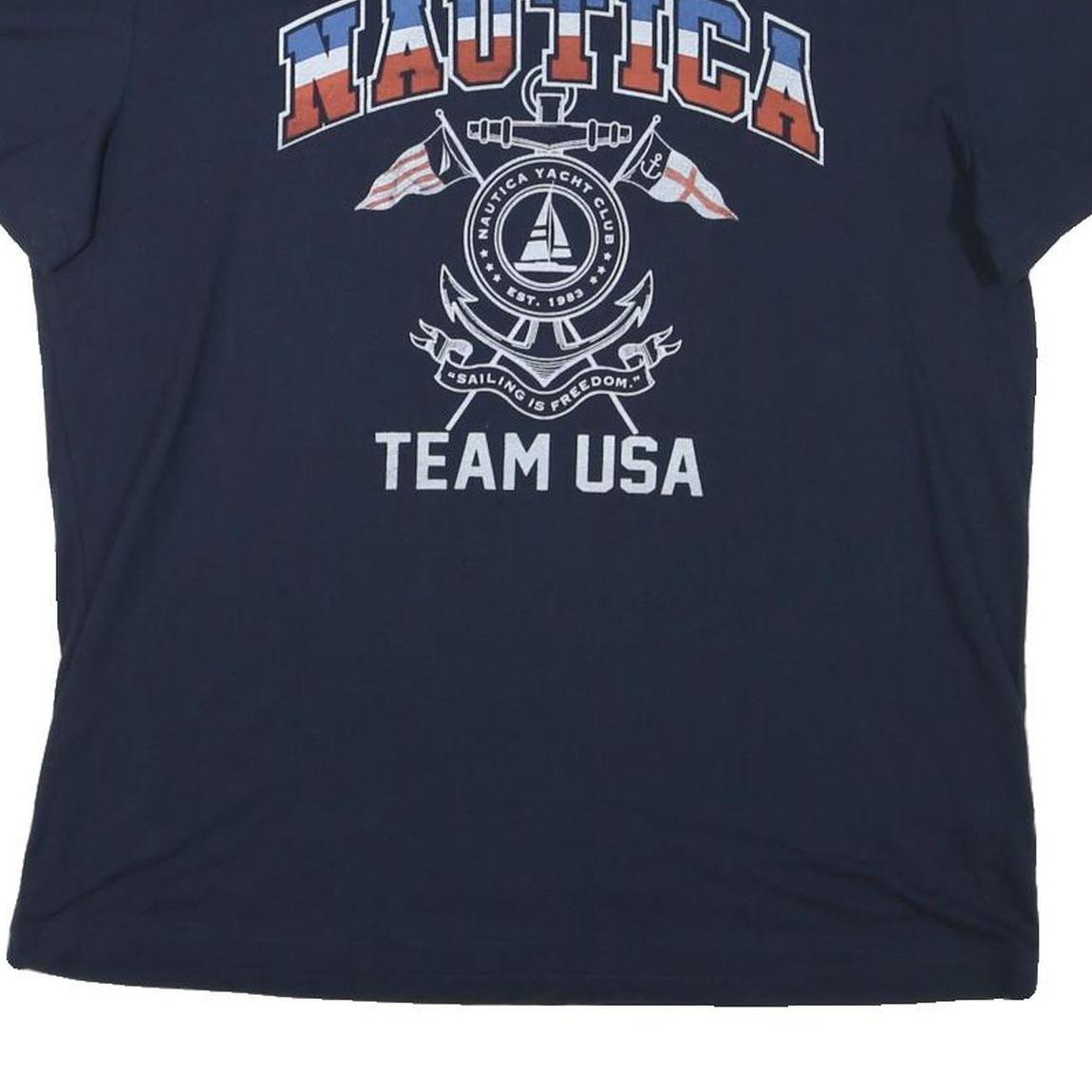 NAUTICA Mens Blue Graphic T-Shirt XL Short Sleeve Crew Neck Team USA Sailing