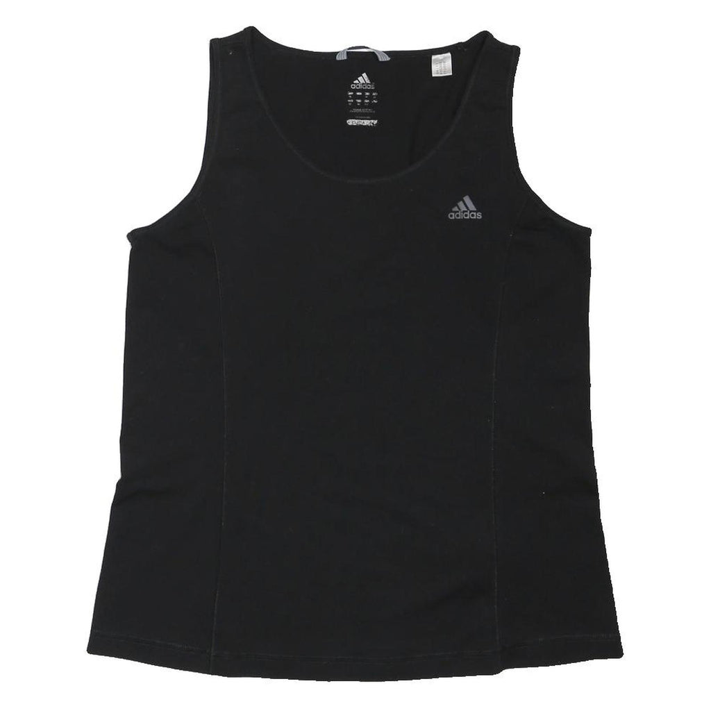 ADIDAS Womens Black Sleeveless Round Neck T-Shirt UK 16 Performance Jersey