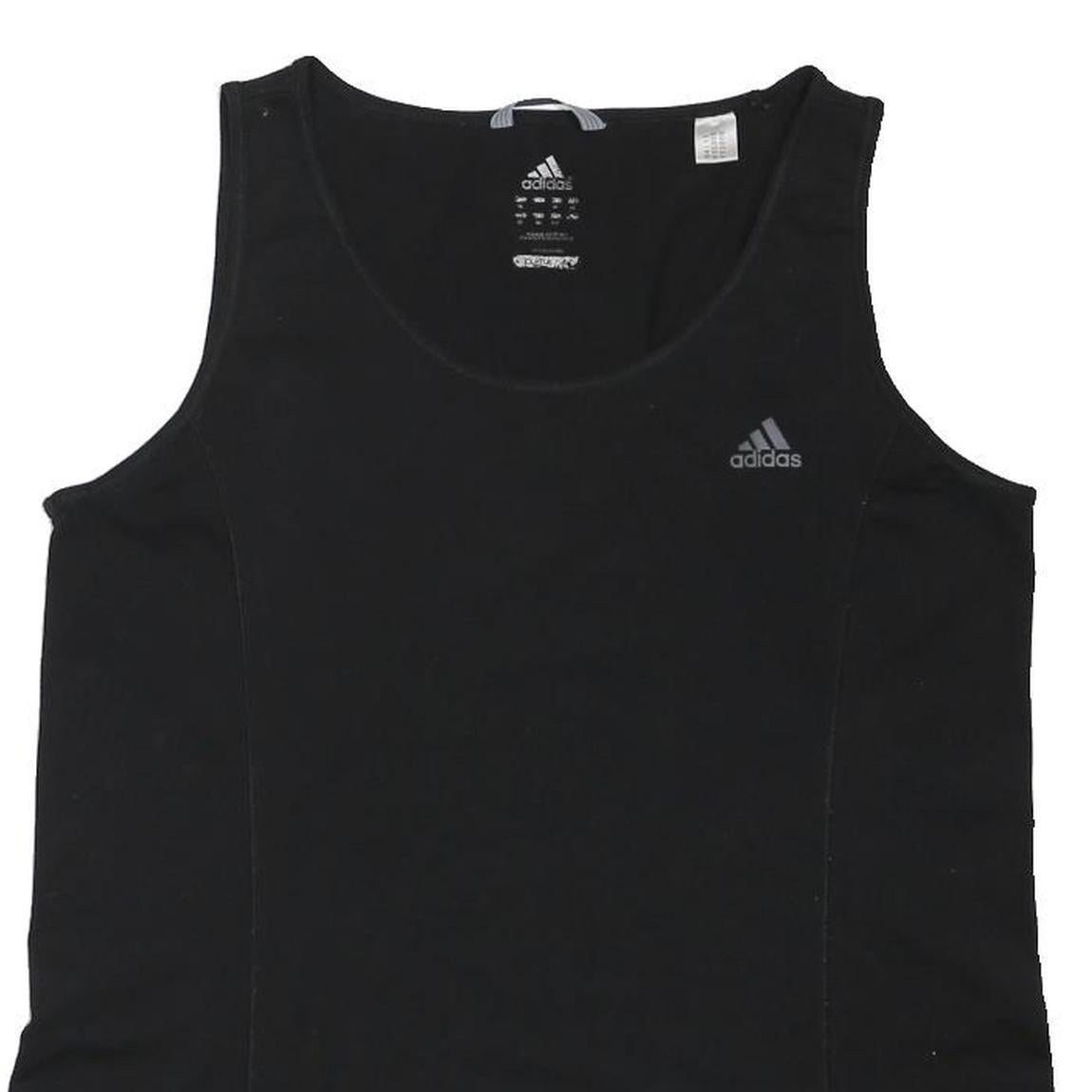 ADIDAS Womens Black Sleeveless Round Neck T-Shirt UK 16 Performance Jersey