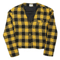 STARTER Womens Yellow & Black Check Button Jacket M Polyester Blend Cropped Fit