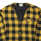 STARTER Womens Yellow & Black Check Button Jacket M Polyester Blend Cropped Fit