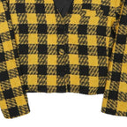 STARTER Womens Yellow & Black Check Button Jacket M Polyester Blend Cropped Fit