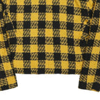 STARTER Womens Yellow & Black Check Button Jacket M Polyester Blend Cropped Fit