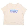 LEVI'S Womens Cream Blue Logo Graphic T-Shirt XL Short Sleeve Crew Neck Casual