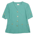 WEILL Womens Green Button Jacket M Woven Classic Elegant Stylish