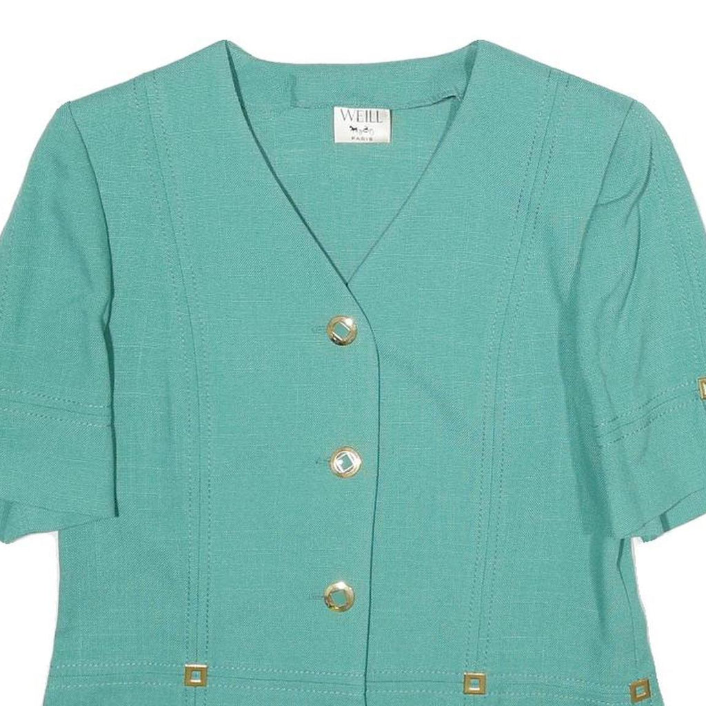 WEILL Womens Green Button Jacket M Woven Classic Elegant Stylish