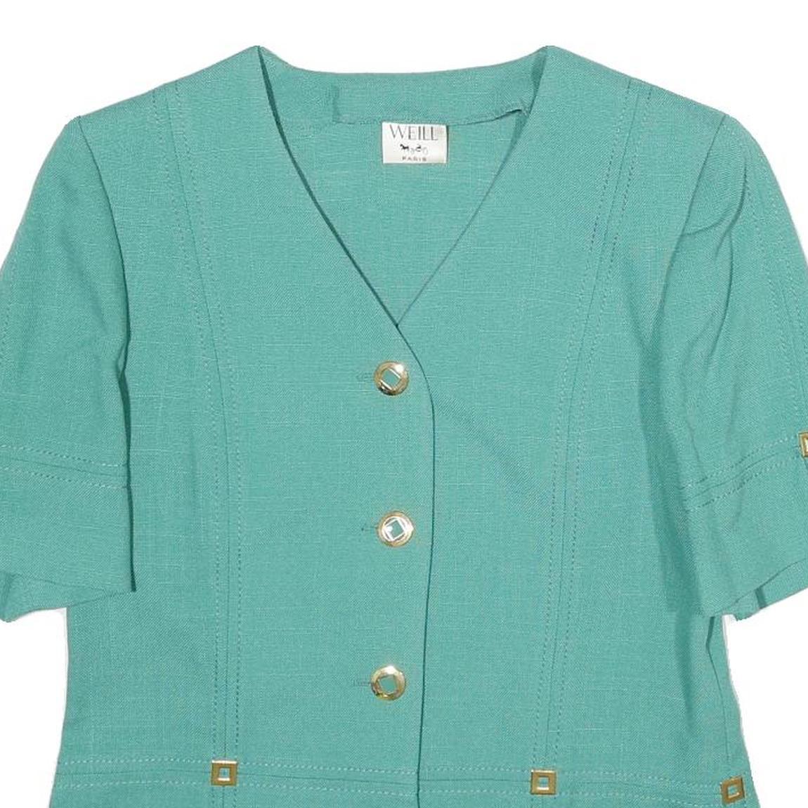 WEILL Womens Green Button Jacket M Woven Classic Elegant Stylish