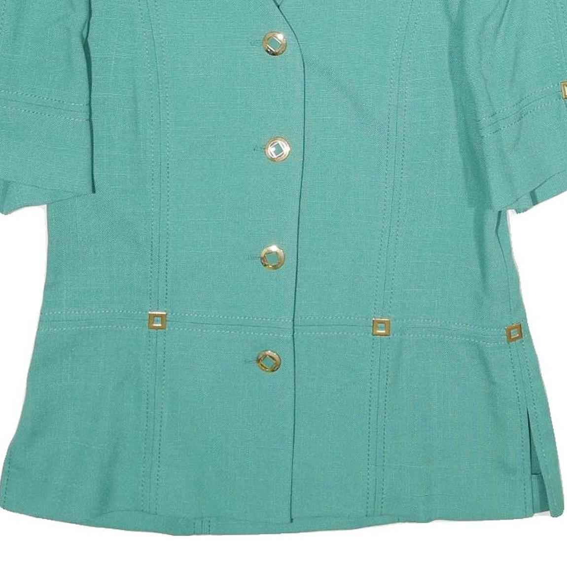 WEILL Womens Green Button Jacket M Woven Classic Elegant Stylish
