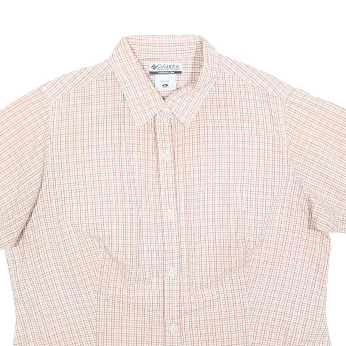 COLUMBIA Womens Cream & Pink Check Shirt XL Outdoor Casual Cotton Blend