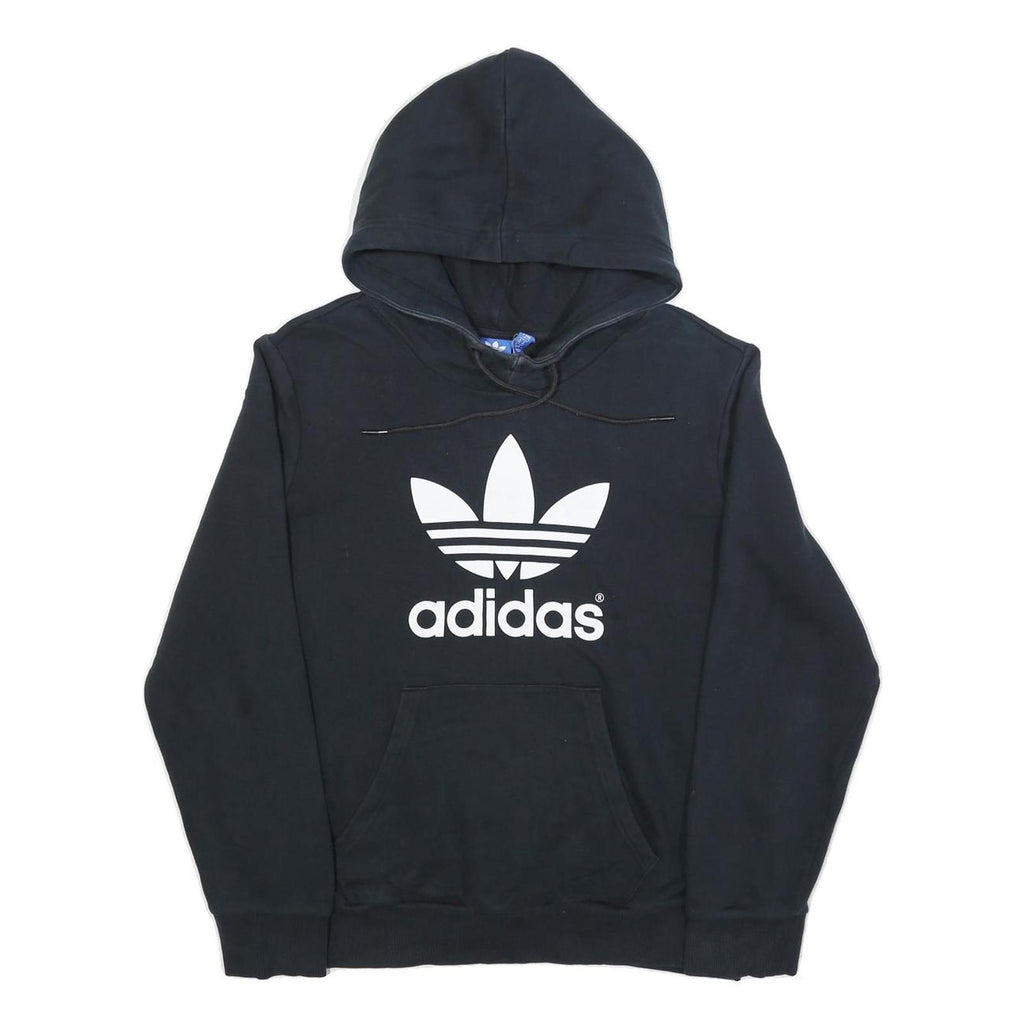 ADIDAS Womens Black Hoodie UK 22 Cotton Blend Casual Pullover Sweatshirt