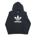 ADIDAS Womens Black Hoodie UK 22 Cotton Blend Casual Pullover Sweatshirt
