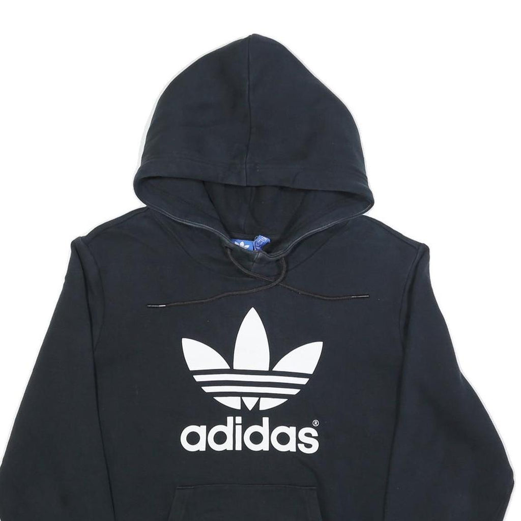 ADIDAS Womens Black Hoodie UK 22 Cotton Blend Casual Pullover Sweatshirt